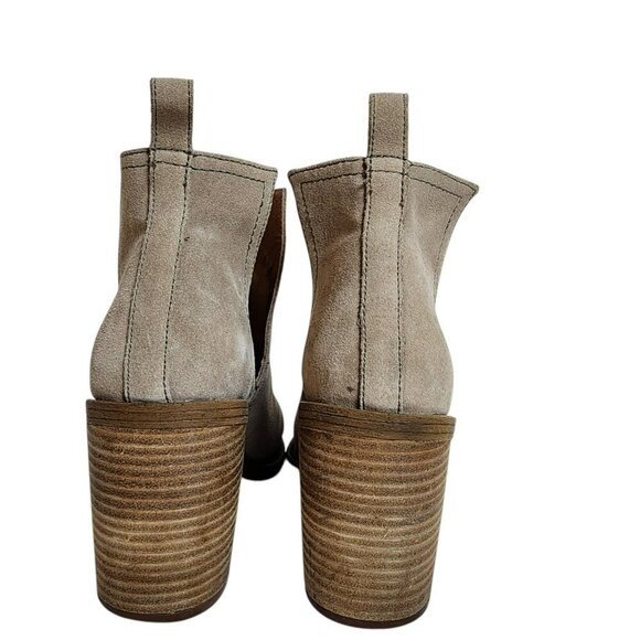 Steve Madden Sharini Taupe Suede‎ Cutout Booties 9M 3” Block Heel Ankle Boots - Picture 4 of 11